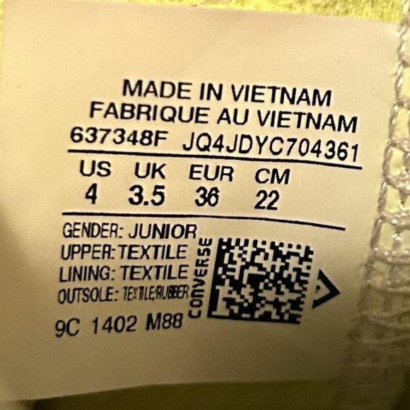 Converse Chuck Taylor Converse All Star  Low Top Double Tongue Jr Size 4 637348F - Picture 9 of 9